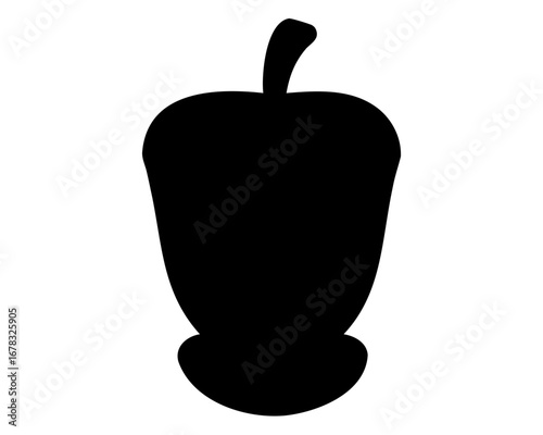 Simple black silhouette of an acorn with a white background, graphic art