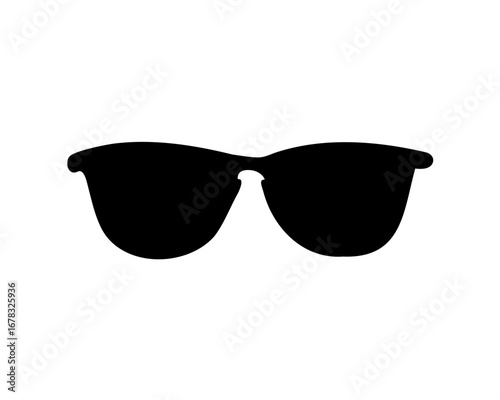 Black Sunglasses Silhouette on a White Background in a Minimalist Style