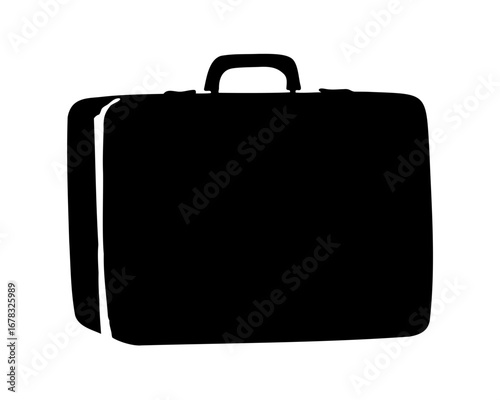Simple black silhouette of a classic briefcase or suitcase design icon