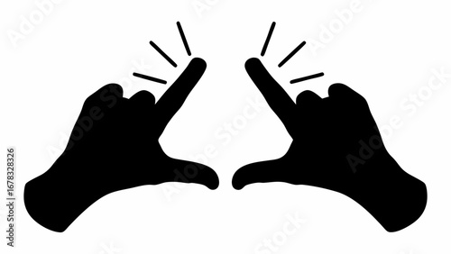 Silhouette of two hands with index fingers pointing upwards and radiating lines emanating from fingertips