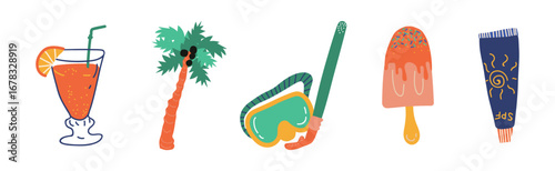 Travel and Vacation Object and Symbol Vector Set