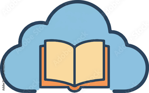 Blue cloudshaped open book design. Suitable for educational, literary, or readingrelated projects requiring a creative and whimsical touch.