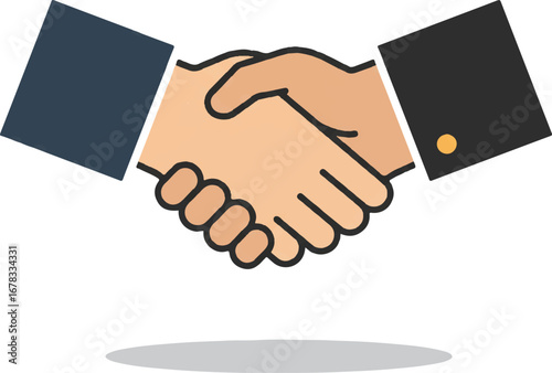 Two hands shaking symbolizing agreement or partnership between parties, suitable for business concepts, cooperation themes, and corporate presentations.