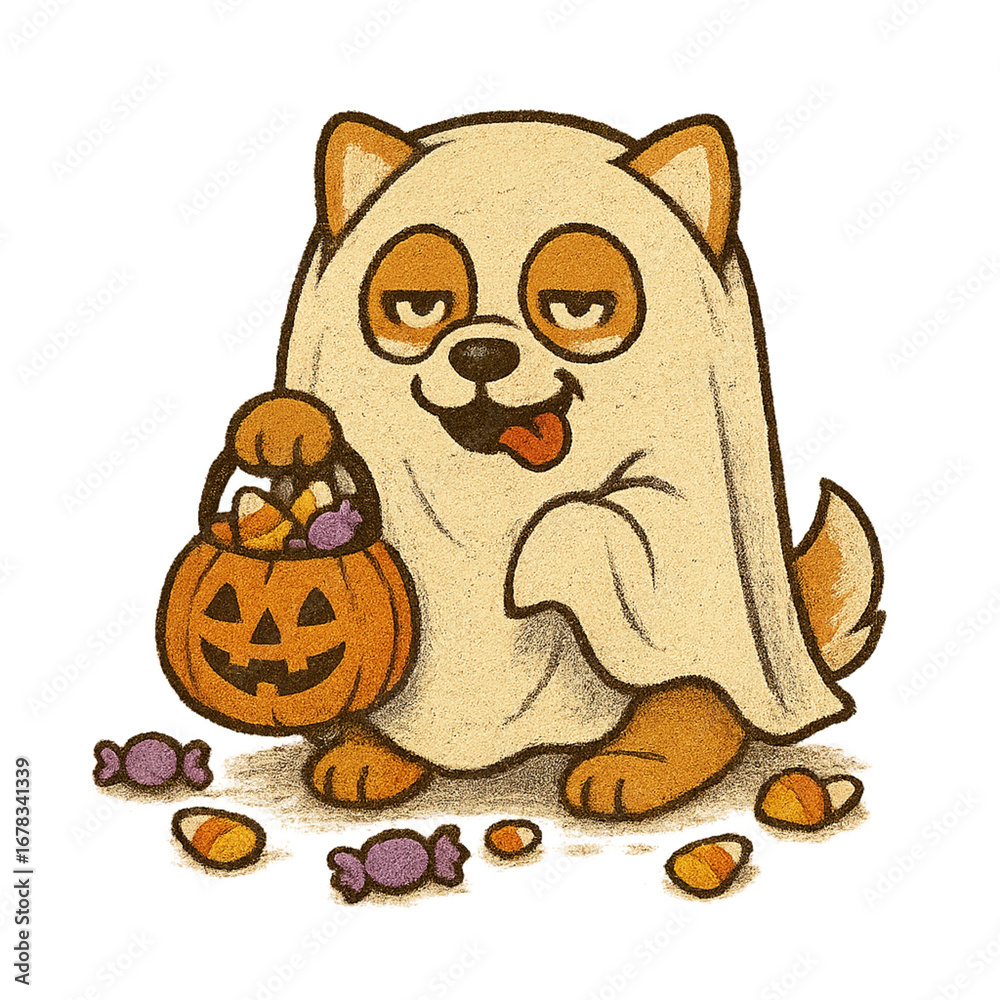 Obraz premium Cute Shiba Inu Halloween Clipart Set