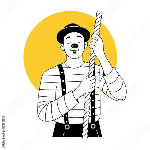 A sketchy style illustration representing a mime act

