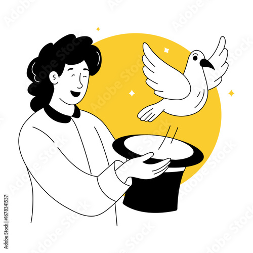 illustration representing a magic show
