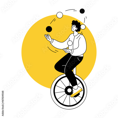 A sketchy style illustration showing a circus performer
