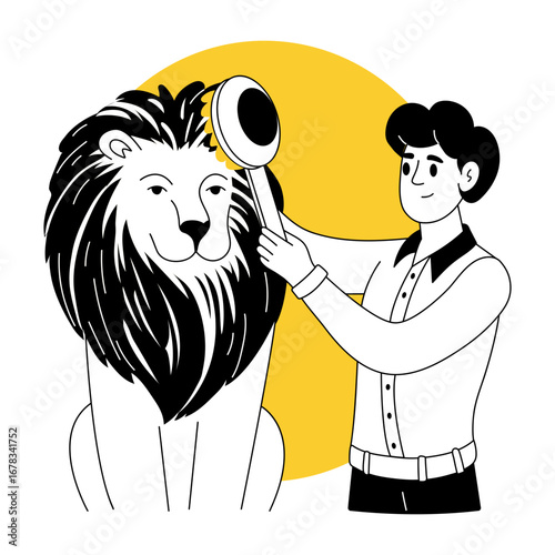 A drawing style illustration showing a circus lion
