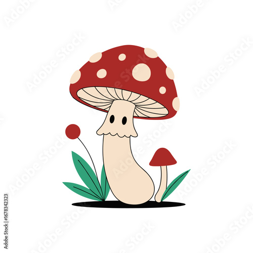 Whimsical woodland fungi a charming and playful illustration of forest fungi life