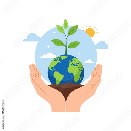 Nurturing our planet earth with gentle hands promoting ecological sustainability and green conservation efforts