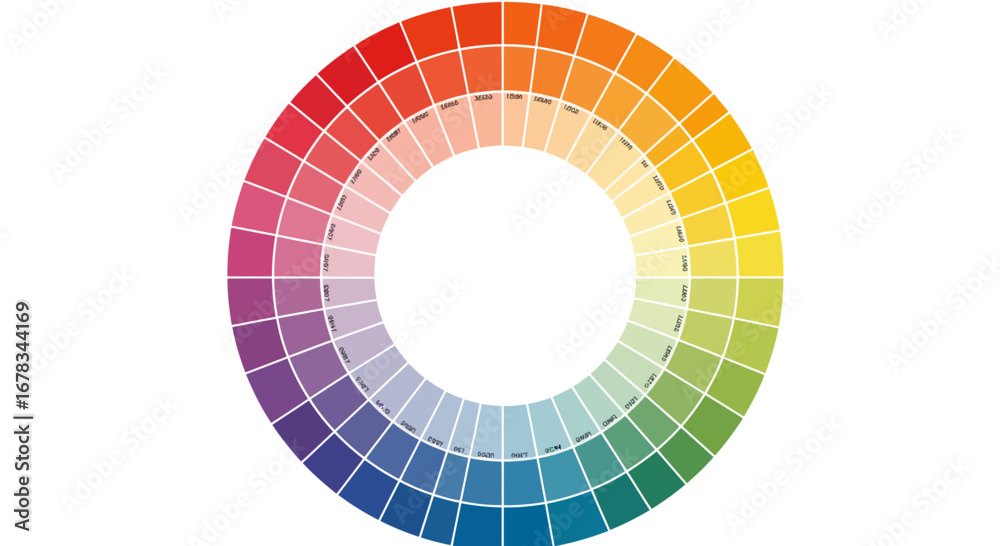 Obraz premium Circular color wheel graphic illustration showcasing vibrant hue variations and color theory