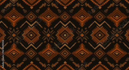 Sophisticated Geometric Ethnic Textile Design with Diamond and Zigzag Motifs