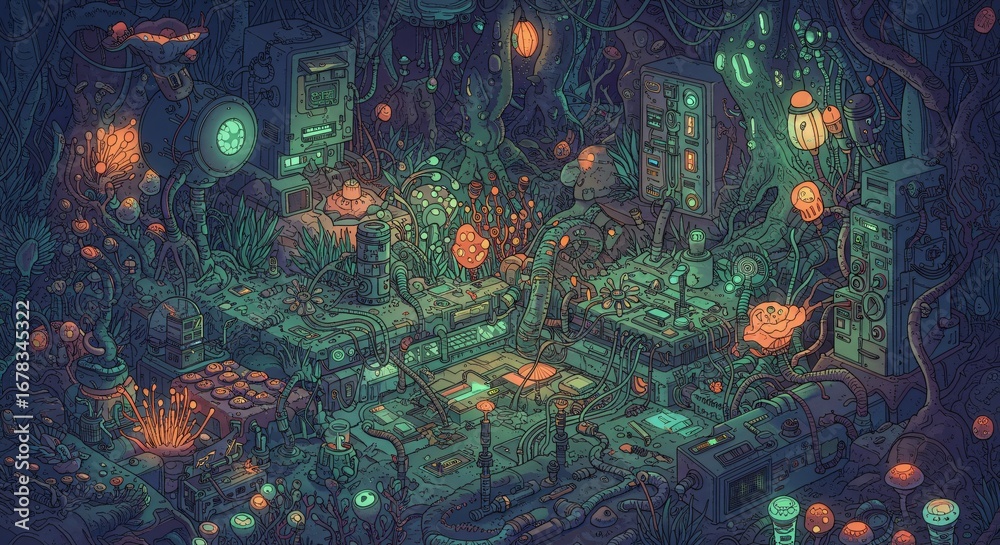 Obraz premium a dark room filled with lots of different objects