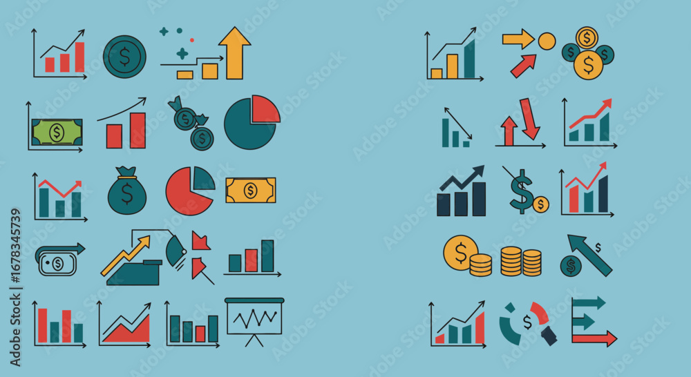 Fototapeta premium Vector illustration of financial data and business statistics infographic elements