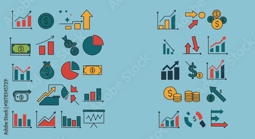 Vector illustration of financial data and business statistics infographic elements