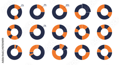 Collection of doughnut chart variations for data visualization and reporting