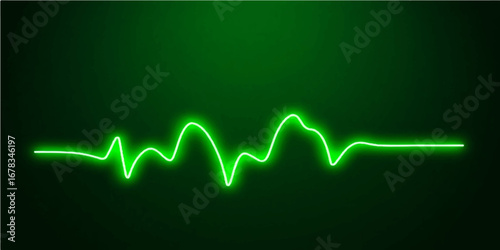 Green and blue abstract cardiogram pulse on a medical monitor with a heartbeat graph illustrating a healthy pulse