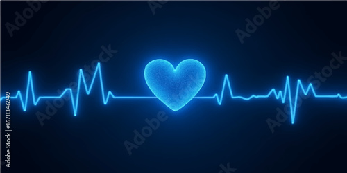 A vibrant cardiogram wave illustrates a loving heartbeat, a vital sign of life and health on a medical monitor