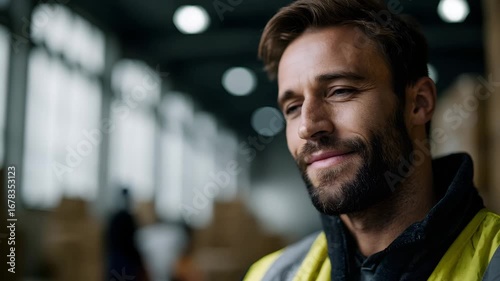 Warehouse worker with RFID identification technology