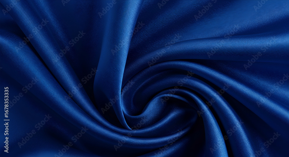 Fototapeta premium Luxurious Deep Blue Satin Fabric with Elegant Folds and Drapes Texture Background