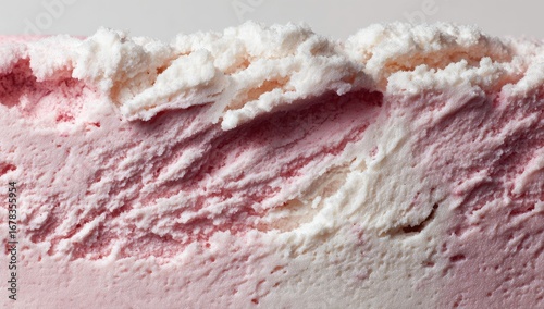 Close-up of pink and white ice cream textures