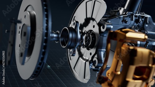 Precision Car Brake System Components Displayed