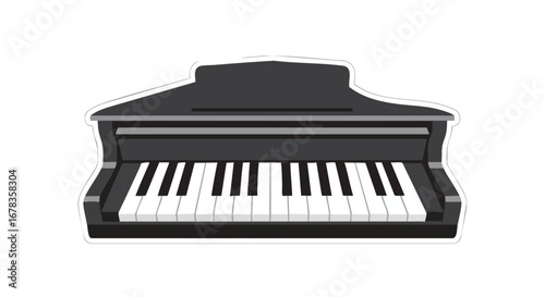Stylized Piano Illustration Capturing Musical Elegance and Timeless Charm in a Simple Design