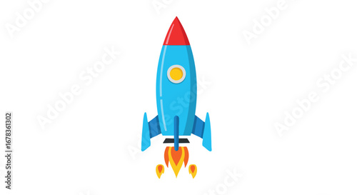 Cartoon-Styled Rocket Launch Illustration Symbolizing Innovation and Futuristic Exploration Concepts 67 Character