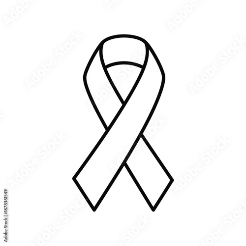Outline of a ribbon, symbol of awareness and support for various causes.