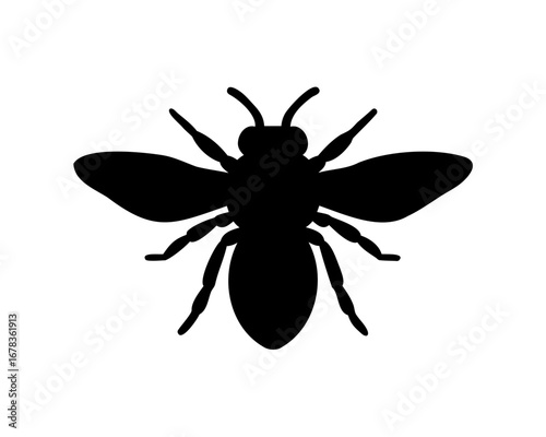 Black silhouette vector illustration of a bee isolated on white background