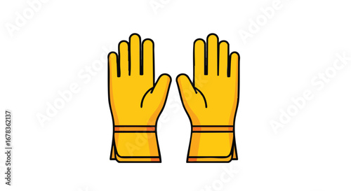 Stylized Yellow Gloves Illustration: Protective Gear for Various Applications with Clean Design and Prominent Wristbands
