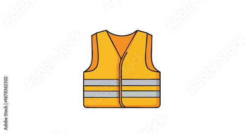 High-visibility safety vest illustration showcasing occupational safety and protective workwear standards with reflective bands in a minimalistic