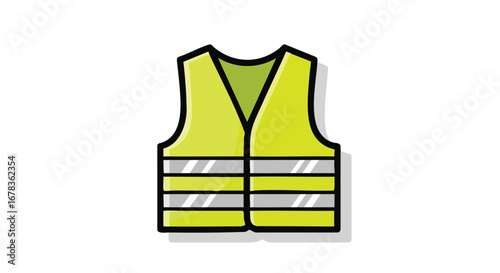 A Vivid Yellow Safety Vest Illustration with Reflective Details for Workplace Safety and Visibility Awareness created with digital drawing style