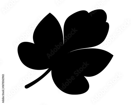 Black silhouette of a four leaf clover, shamrock for St Patricks Day