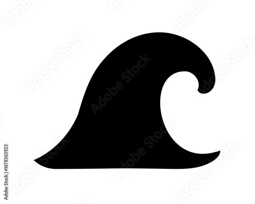 Silhouette of a crashing wave illustrating ocean power and nautical themes