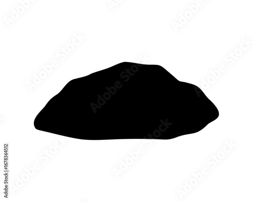 Silhouette of a rocky hill or landform on a white background