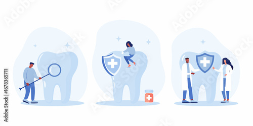 Dentist and patient collaboration for dental health and protection illustration