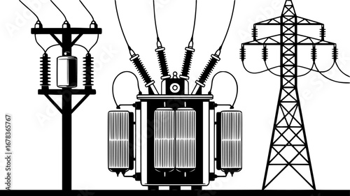 Illustration of electrical power distribution equipment. EPS Vector art
