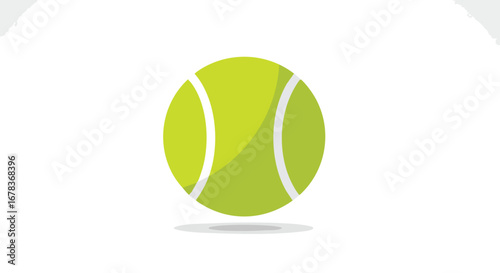 Vibrant tennis ball illustration with curved lines on a clean white backdrop showcasing sports equipment with minimalist design aesthetic