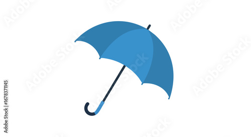 Isolated light blue umbrella on white background providing protection against rain and storms and symbolizing weather and safety
