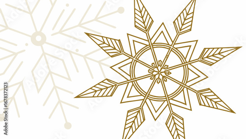 Elegant gold snowflake design with a subtle background snowflake pattern for winter celebrations
