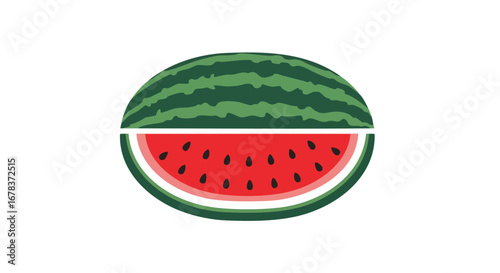 Sliced Watermelon Illustration: A Refreshing Symbol of Summer's Bounty and Freshness portrayed with artistic simplicity and clean lines against a