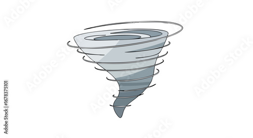 Stylized Whirlwind Illustration Depicting a Powerful Natural Phenomenon on Clear Background Displaying Nature's Fury
