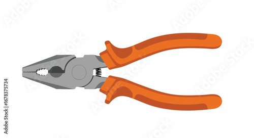 Vector illustration of orange-handled combination pliers isolated on a white background, ideal for diy projects and home repair related graphics