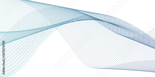 Dynamic minimal smoke sound blue line. Abstract glowing white slow speed stripe sound blend line smooth flow soundwave curve energy gradient vector futuristic digital outline line science design.	