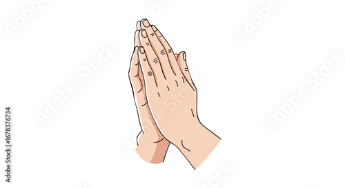 Devout supplication: Intertwined hands in reverence, invoking serenity and spiritual connection with hope for better days ahead drawing illustration
