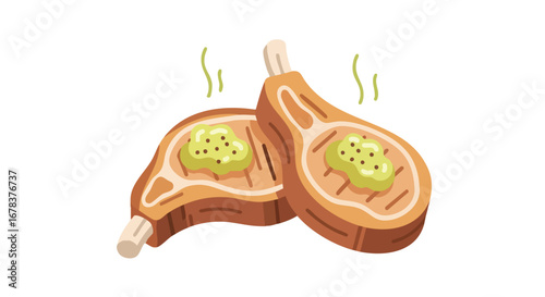 Succulent grilled lamb chops with aromatic herb butter sizzle with culinary promise offering a taste of gourmet indulgence to home cooked meals