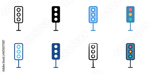 Traffic light icon set multiple style collection 
