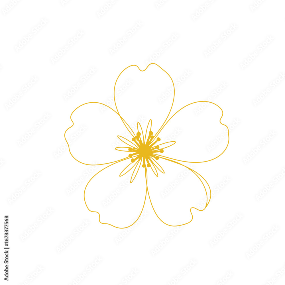 Naklejka premium Golden flower outline vector illustration