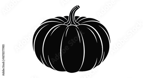 Monochrome marvel a striking silhouette of an autumnal pumpkin against a stark white canvas offering a harvest-inspired aesthetic in minimalist design